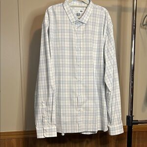 Old Navy Men's White and Light Blue Plaid Shirt XXXL NWOT